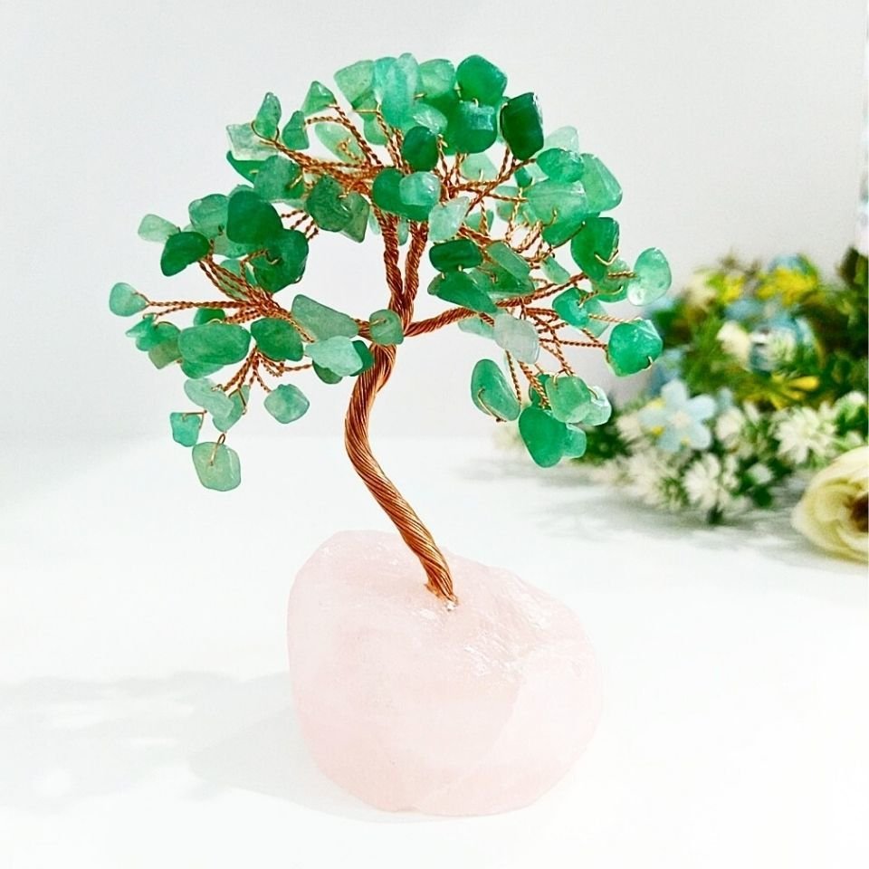 Aventurine - Rose Quartz Natural Stone Tree of Life