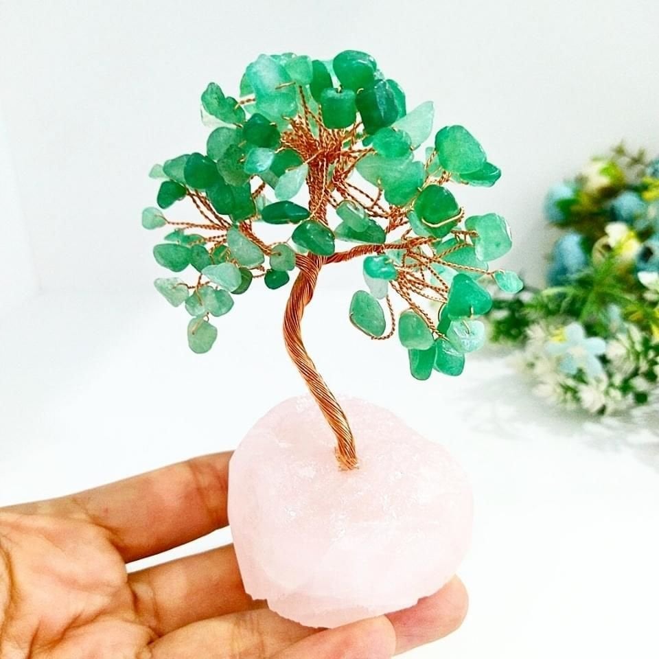 Aventurine - Rose Quartz Natural Stone Tree of Life