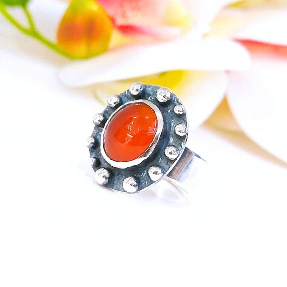 Karnelyan Akik Özel Tasarım Yüzük – OTS1174