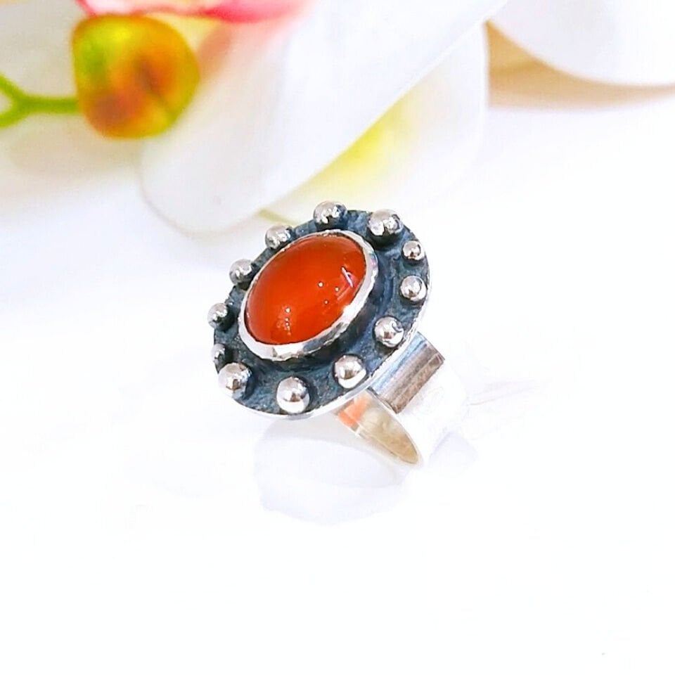 Karnelyan Akik Özel Tasarım Yüzük – OTS1174