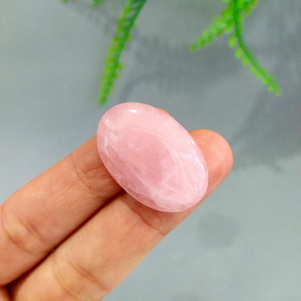 Pembe Kuvars Doğal Taş Kabaşon P81