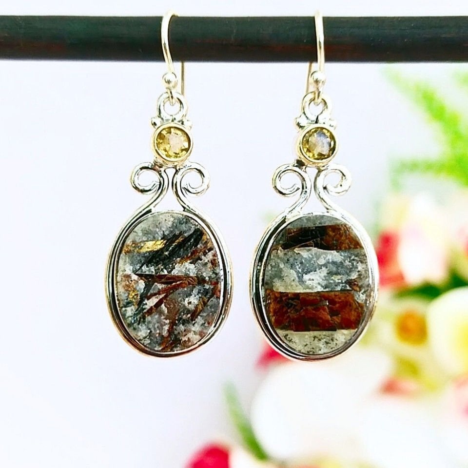 Astrofilit Taşı Özel Tasarım Küpe - KP935