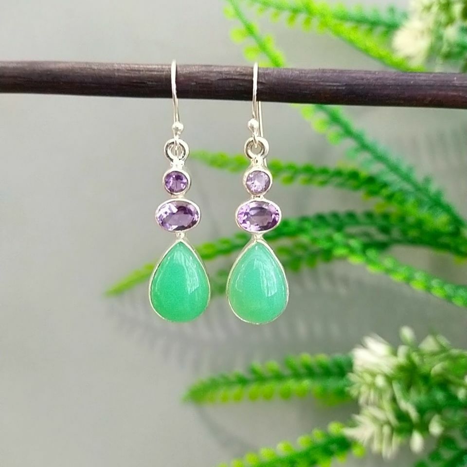 Chrysoprase Stone Special Design Earrings