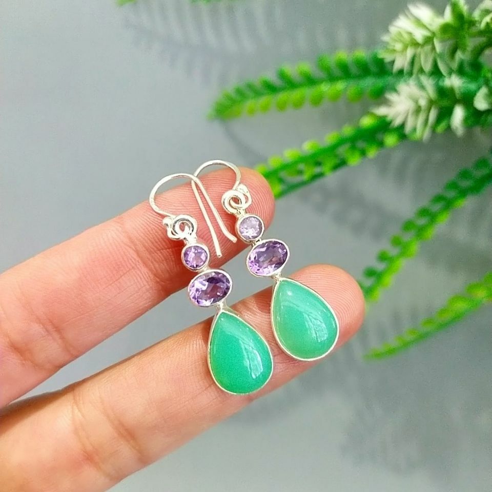 Chrysoprase Stone Special Design Earrings