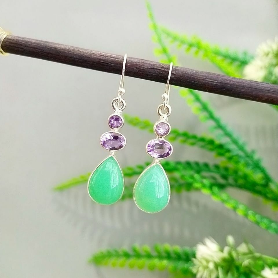 Chrysoprase Stone Special Design Earrings