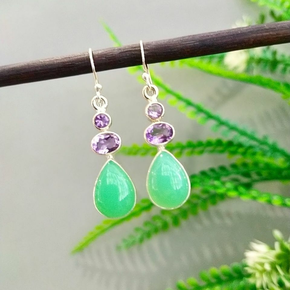 Chrysoprase Stone Special Design Earrings