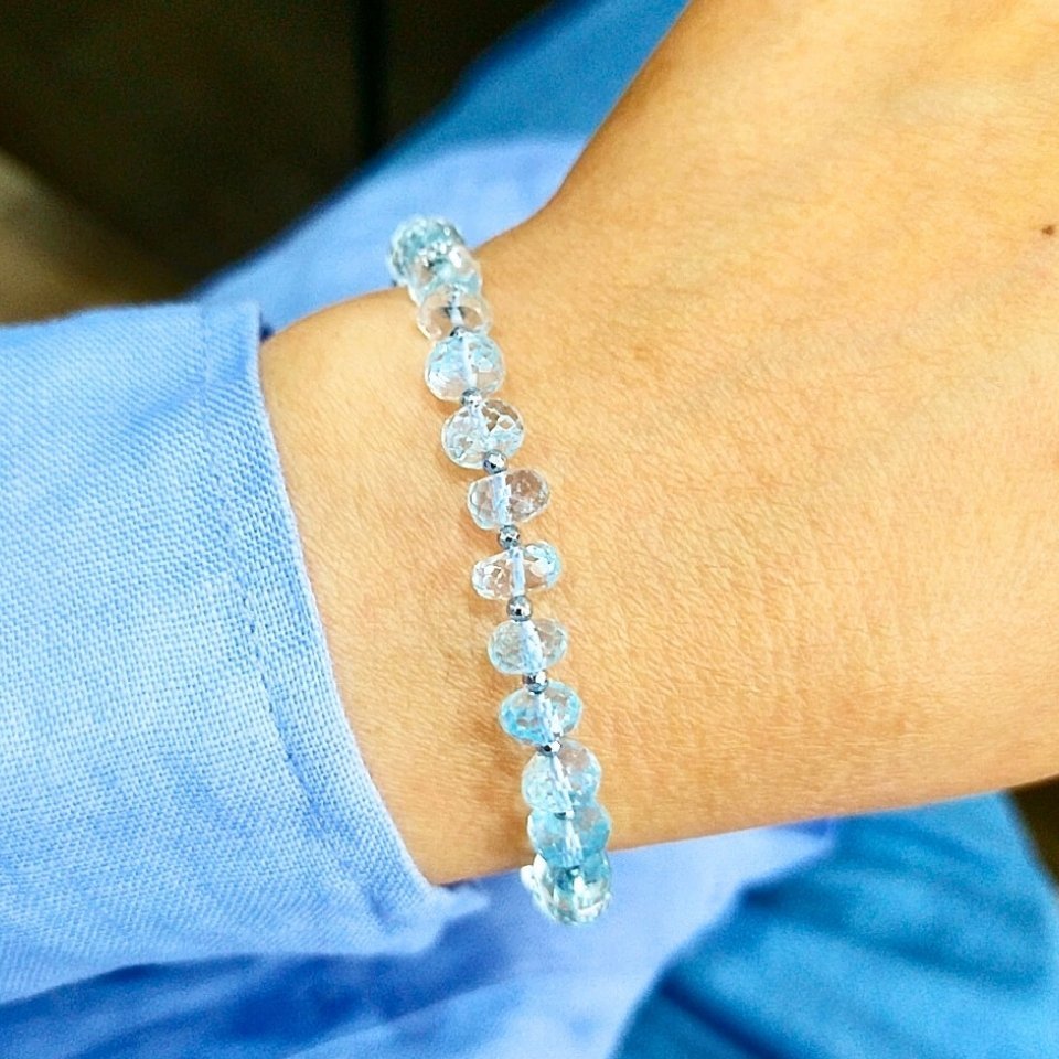 mavi topaz doğal taş bileklik - blk952