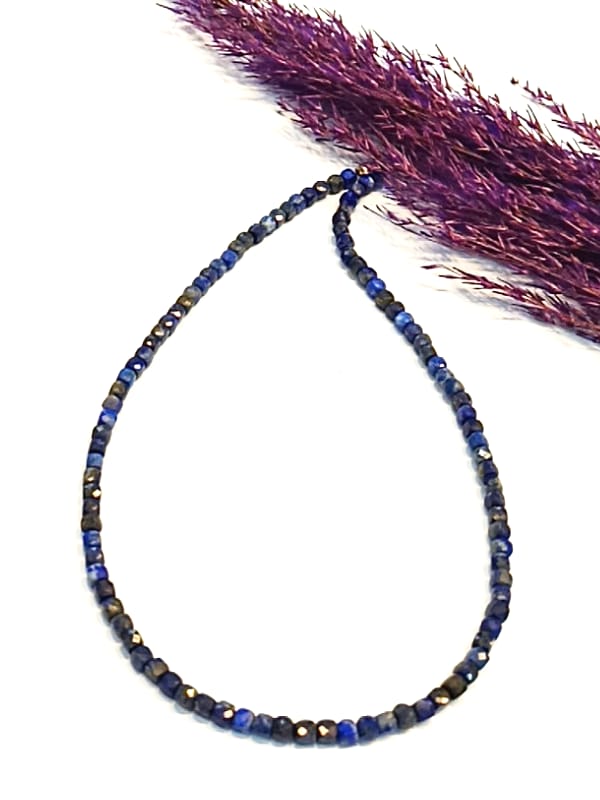 Lapis Lazuli 925 Ayar Gümüş 4x4 mm Doğaltaş Kolye