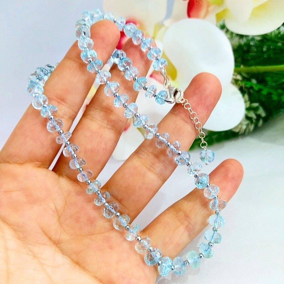 mavi topaz doğal taş kolye - dkly304