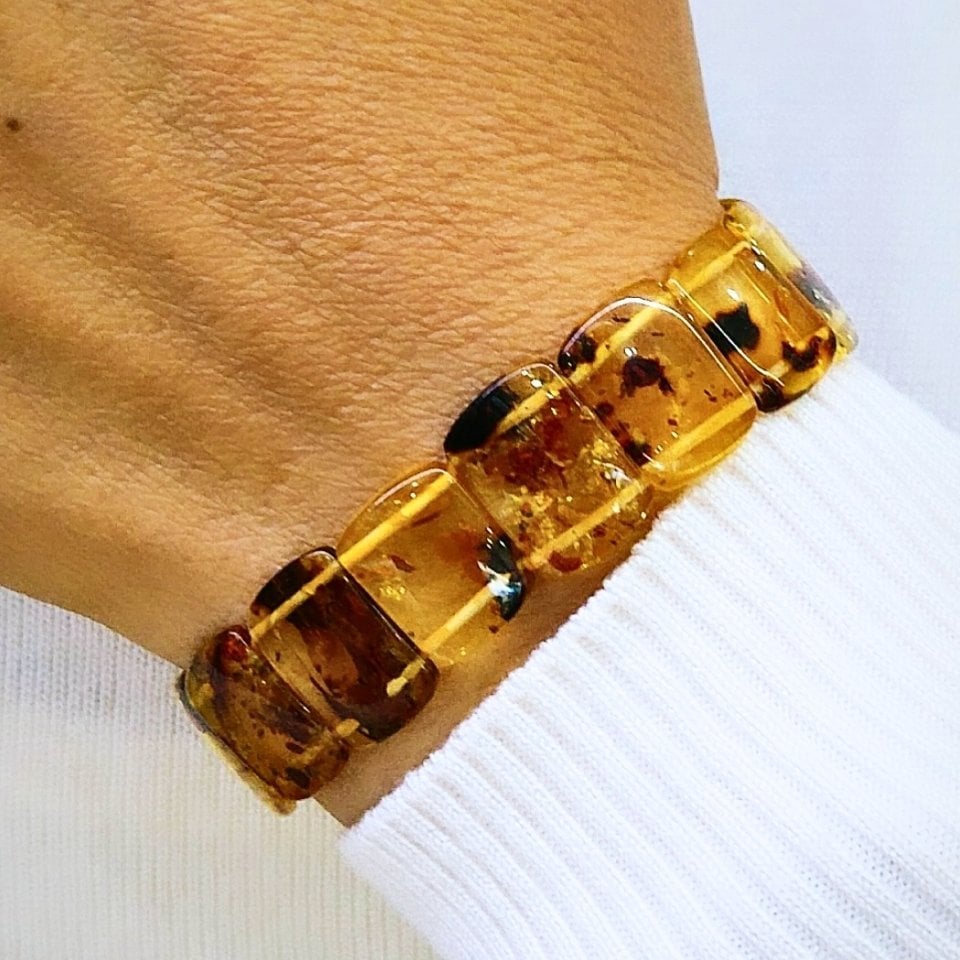 Tropfen-Bernstein-Natursteinarmband - KHR571