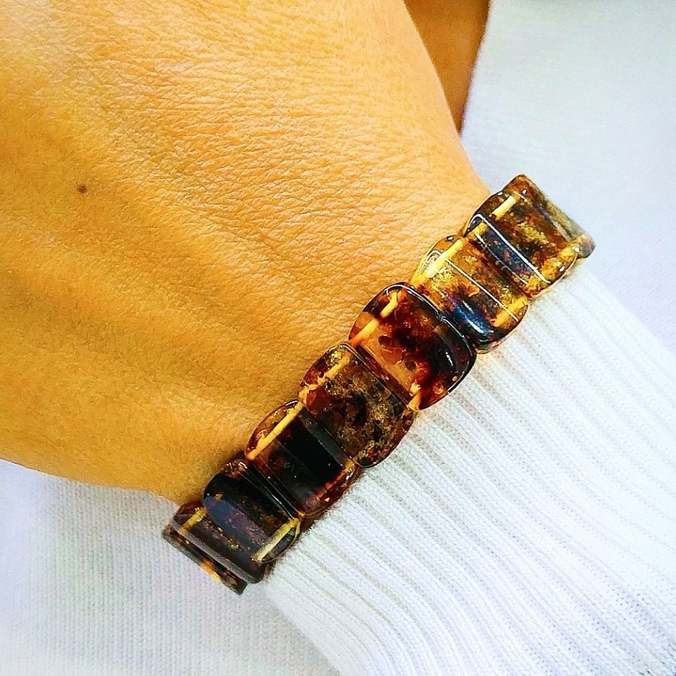 Tropfen-Bernstein-Natursteinarmband - KHR572