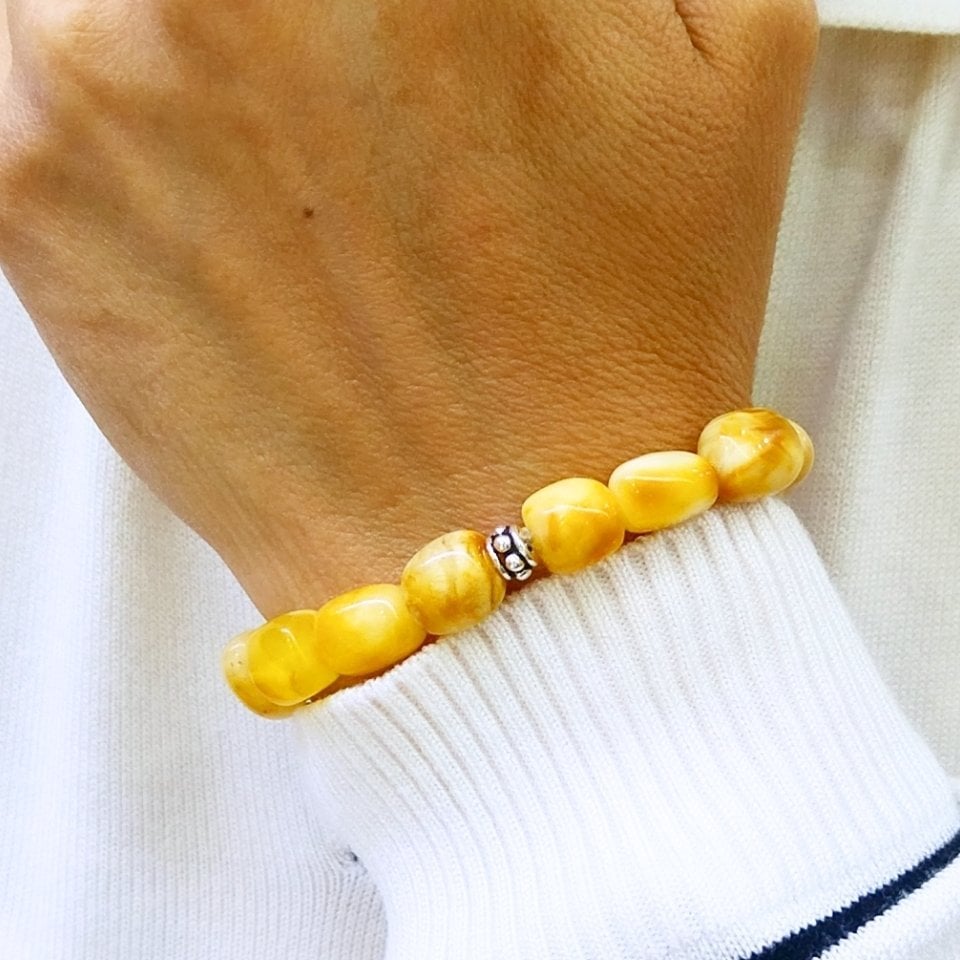 Tropfen-Bernstein-Natursteinarmband - KHR573