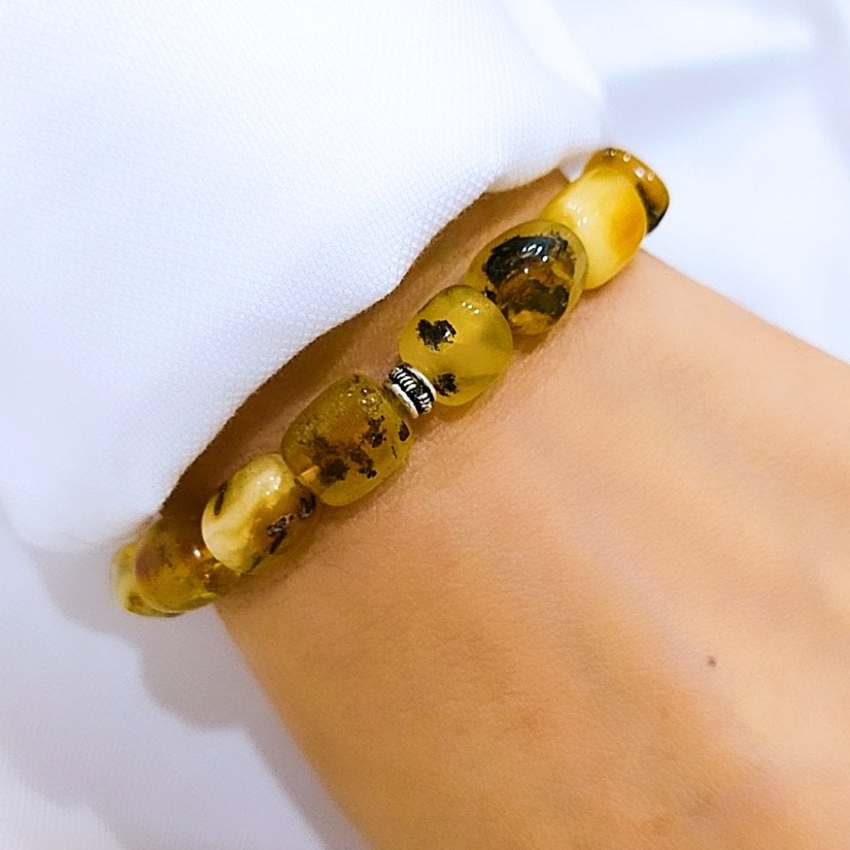 Tropfen-Bernstein-Natursteinarmband - KHR581