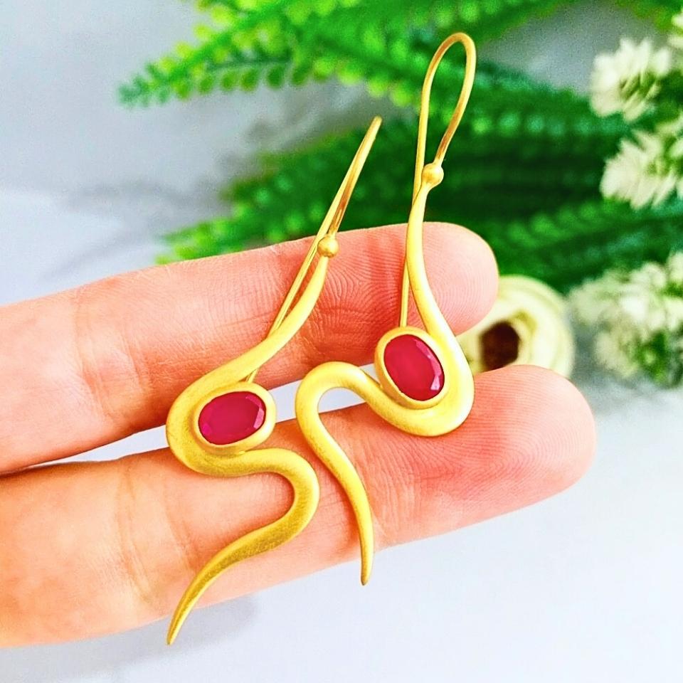 rhodolite garnet özel tasarım küpe - kp899