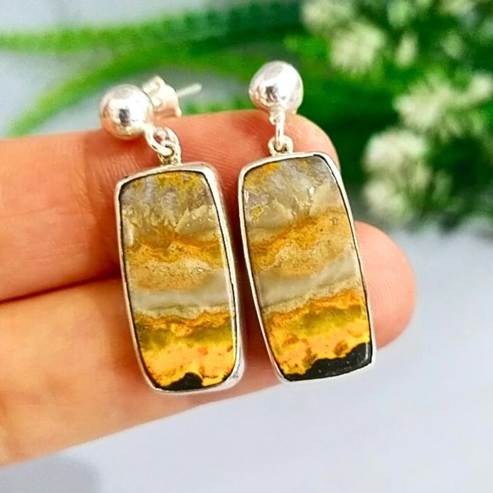 bumblebee jasper Taşı Doğal Taş Küpe – KP835