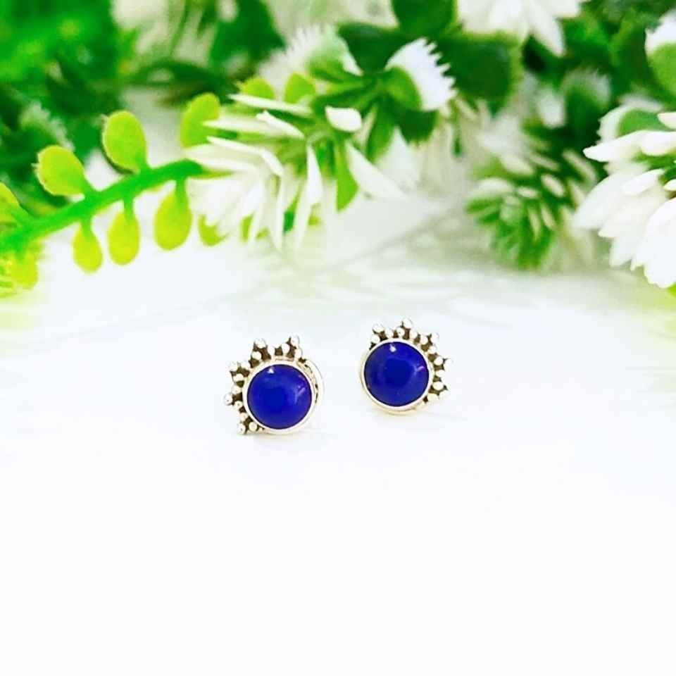 lapis lazuli doğal taş gümüş küpe 00637