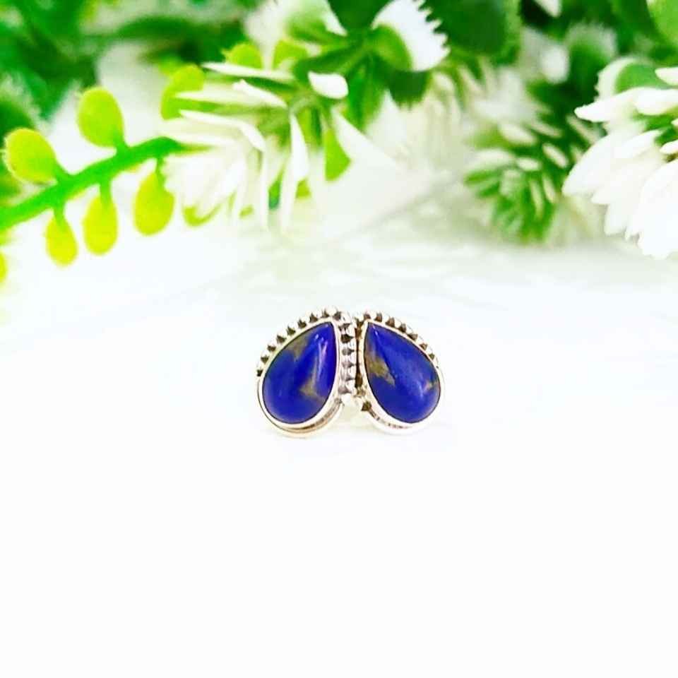 lapis lazuli doğal taş gümüş küpe 00639