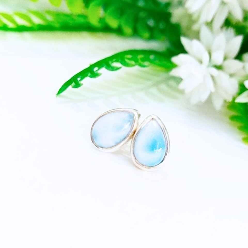 larimar taşı doğal taş gümüş küpe 00675