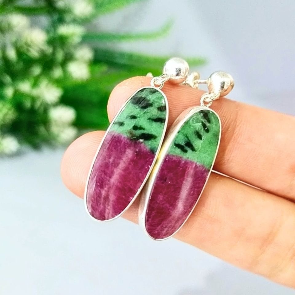 rubyzoisit taşı doğal taş küpe - kp834