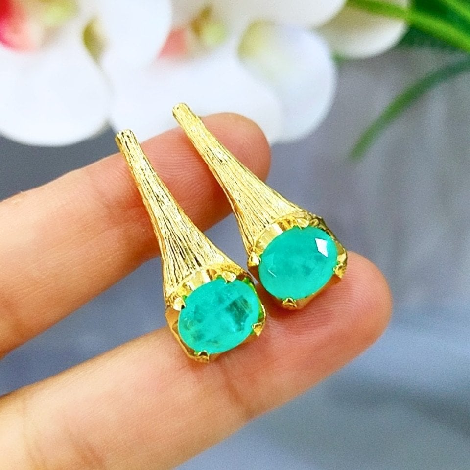 paraiba turmalin özel tasarım küpe - kp992