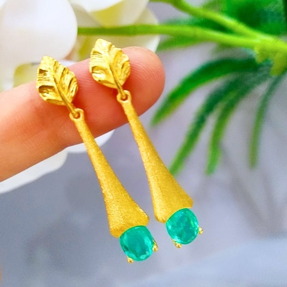 paraiba turmalin özel tasarım küpe - kp993