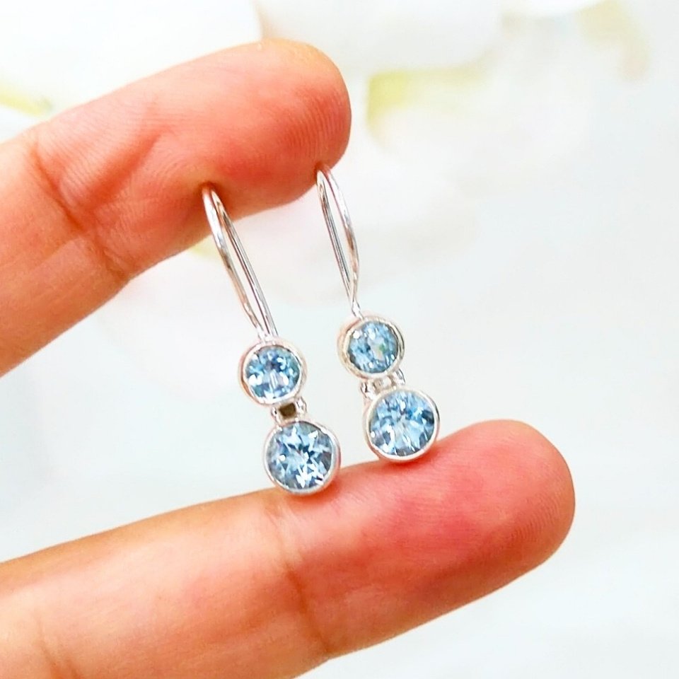 mavi topaz özel tasarım küpe - kp960