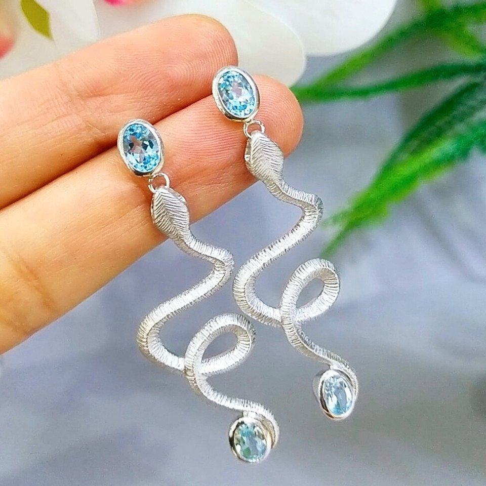 Blue Topaz Special Design Earrings - KP980