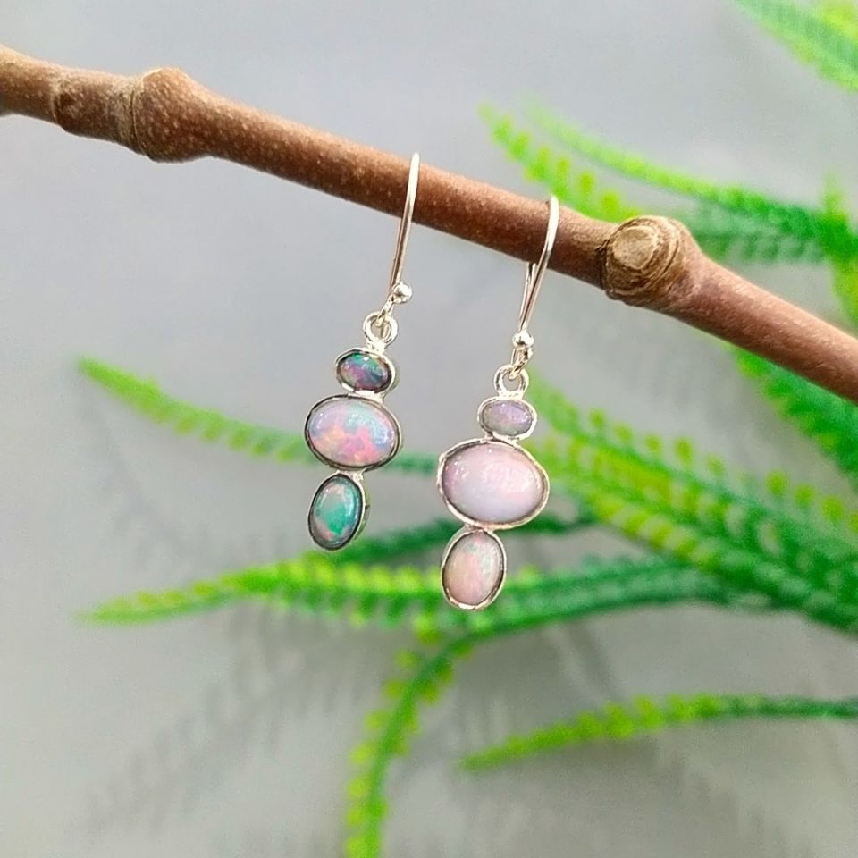 opal taşı özel tasarım küpe