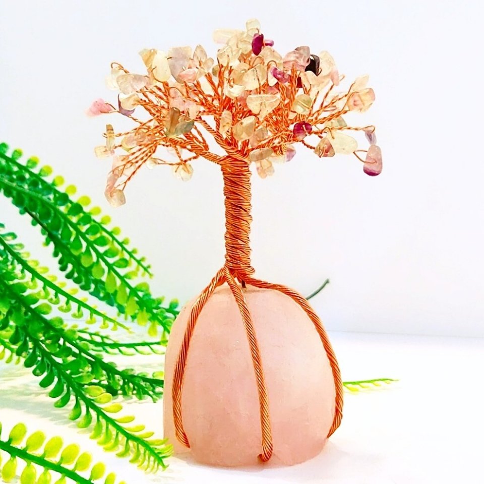 pembe kuvars - florit doğal taş hayat ağacı
