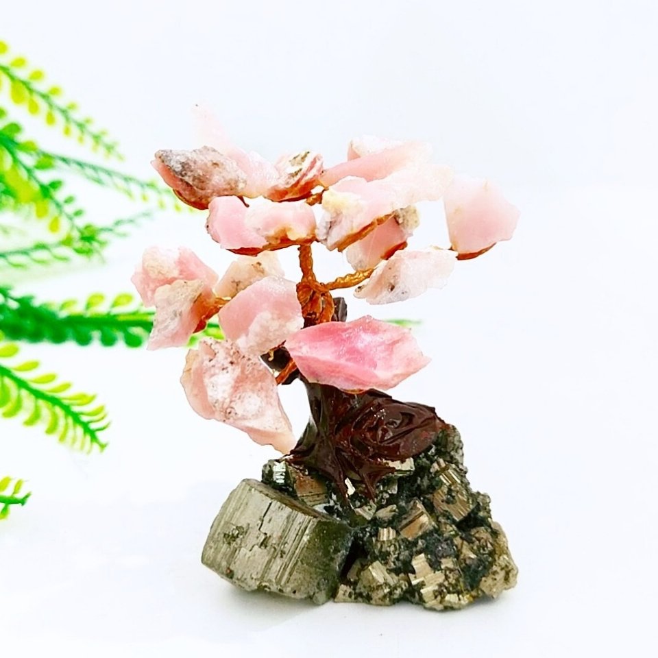 pembe opal - pirit doğal taş hayat ağacı 00678