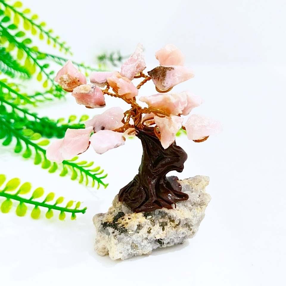 pembe opal - pirit doğal taş hayat ağacı 00682