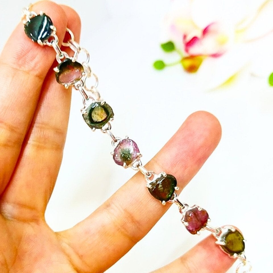 Watermelon tourmaline custom design bracelet - OTB218