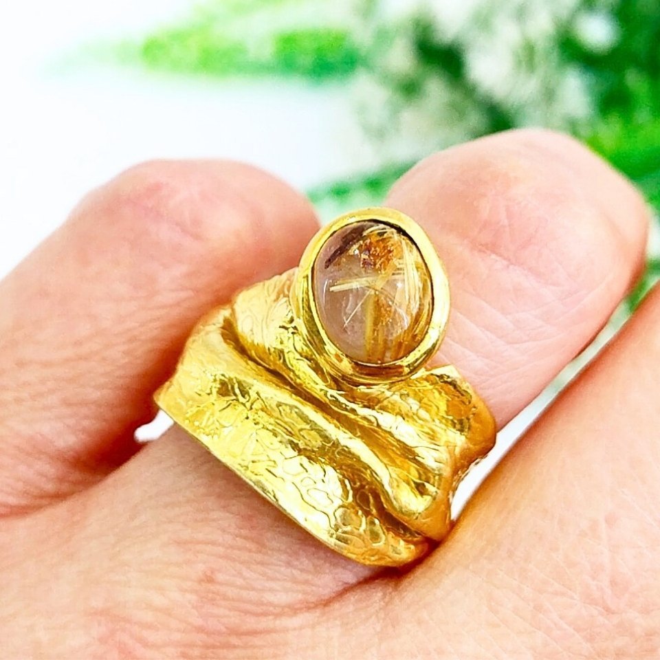 gold beril özel tasarım yüzük - ots1081