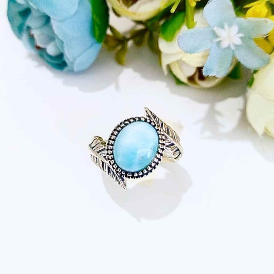 larimar taşı doğal taş gümüş yüzük 00773