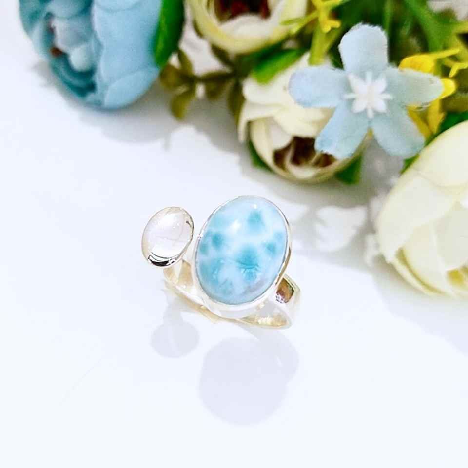 larimar taşı doğal taş gümüş yüzük 00776