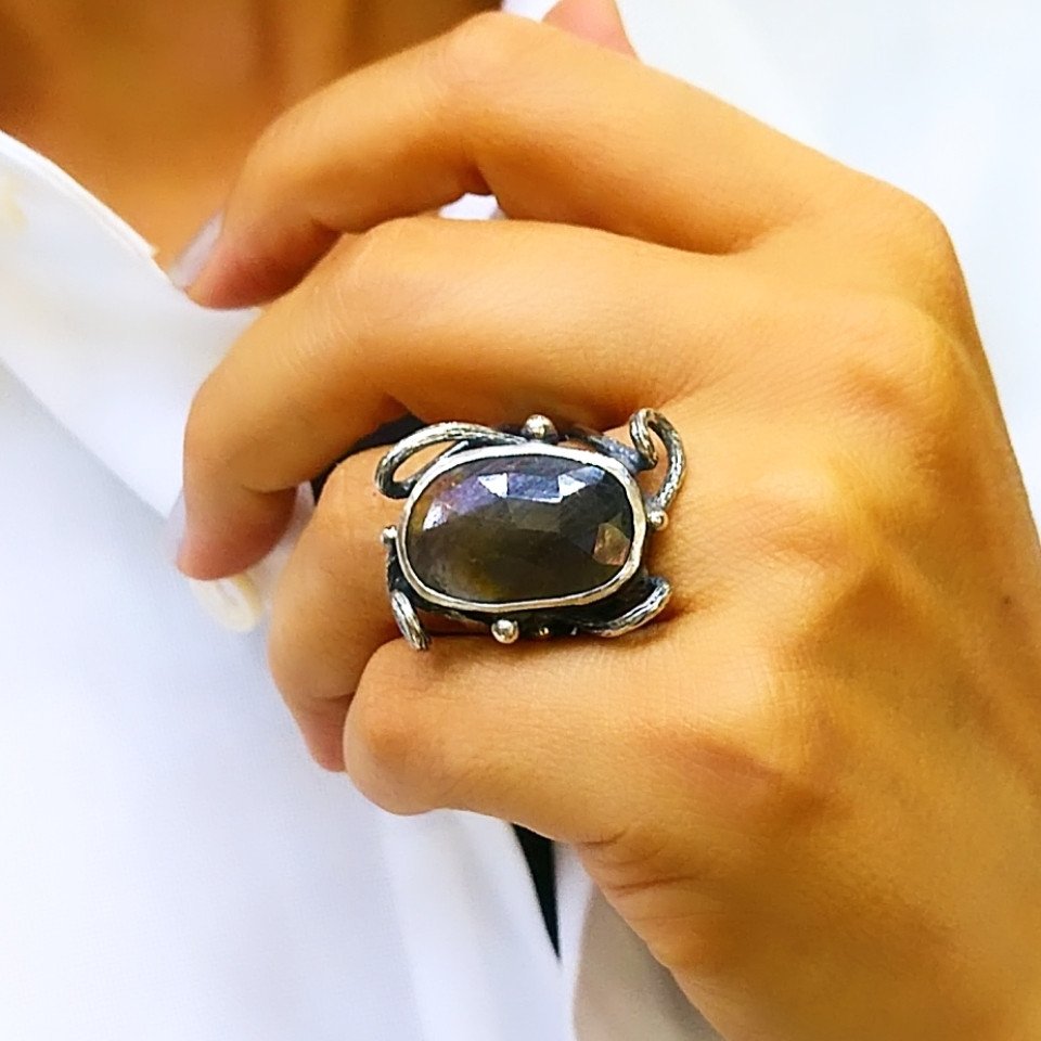 Natural sapphire stone special design ring - ots1165
