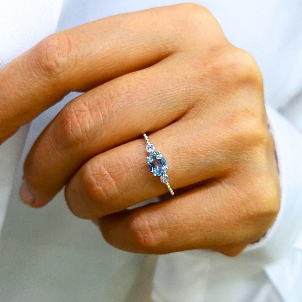 Blue topaz custom design ring - ots1136