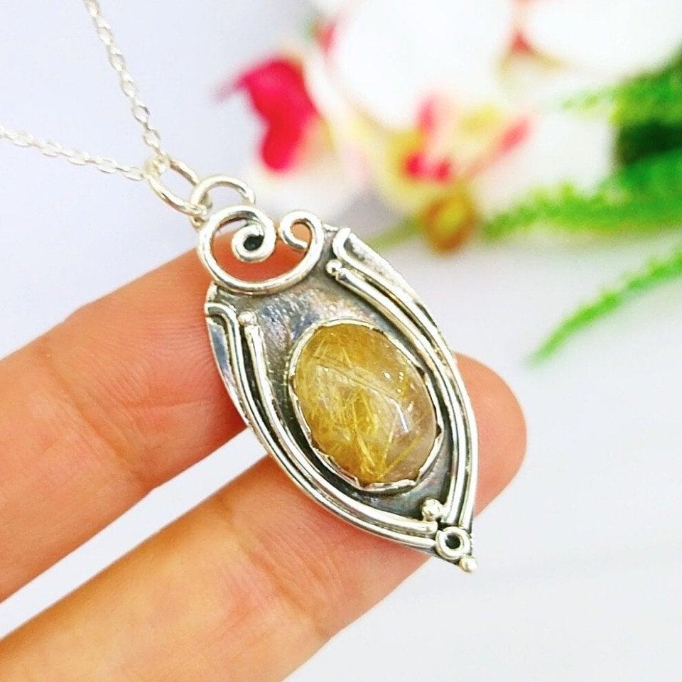 gold beril özel tasarım kolye - tsr1269