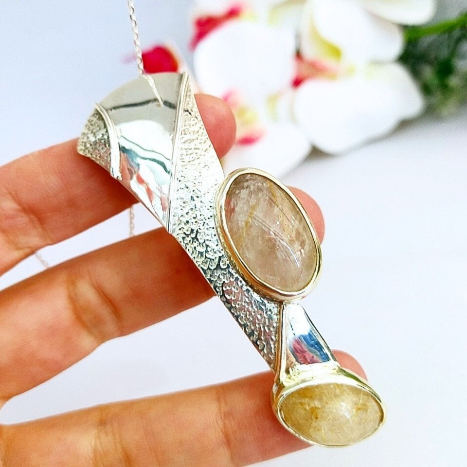 gold beril özel tasarım kolye - tsr1296