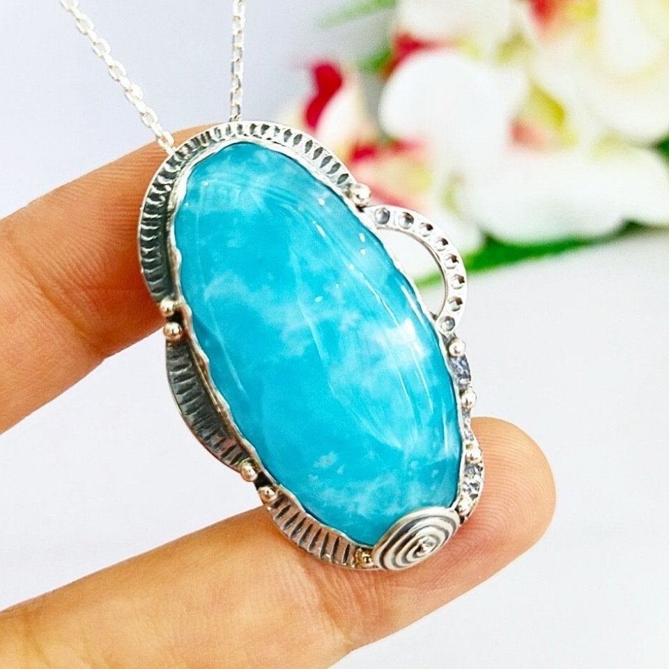 hemimorfit taşı özel tasarım kolye - tsr1316