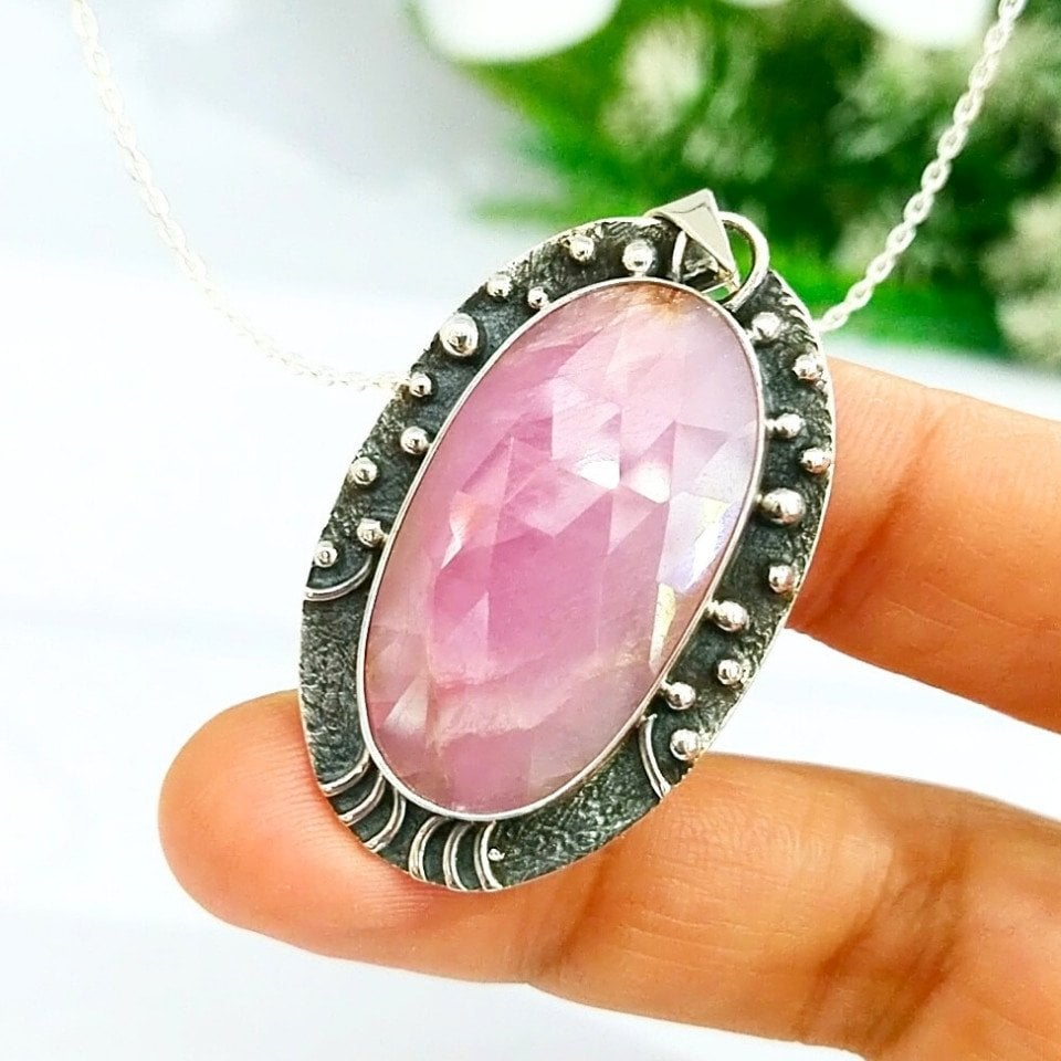 doğal safir taşı özel tasarım kolye - tsr1339