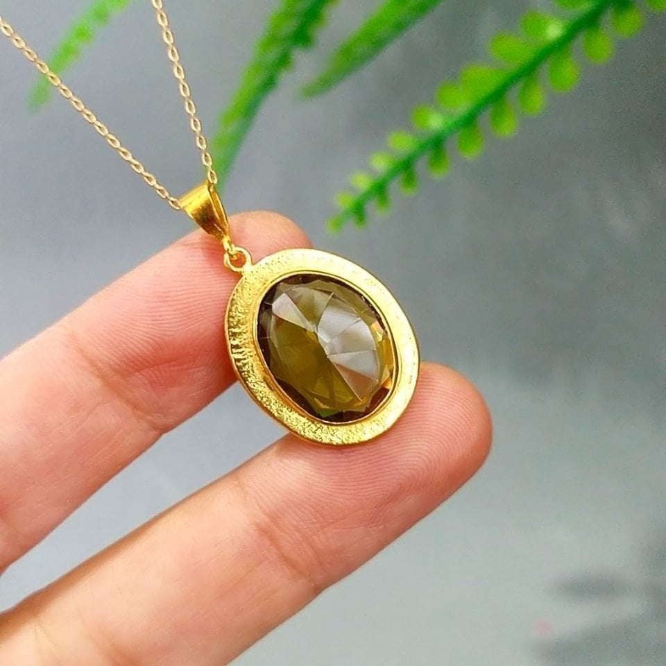 özel tasarım smoky topaz kolye