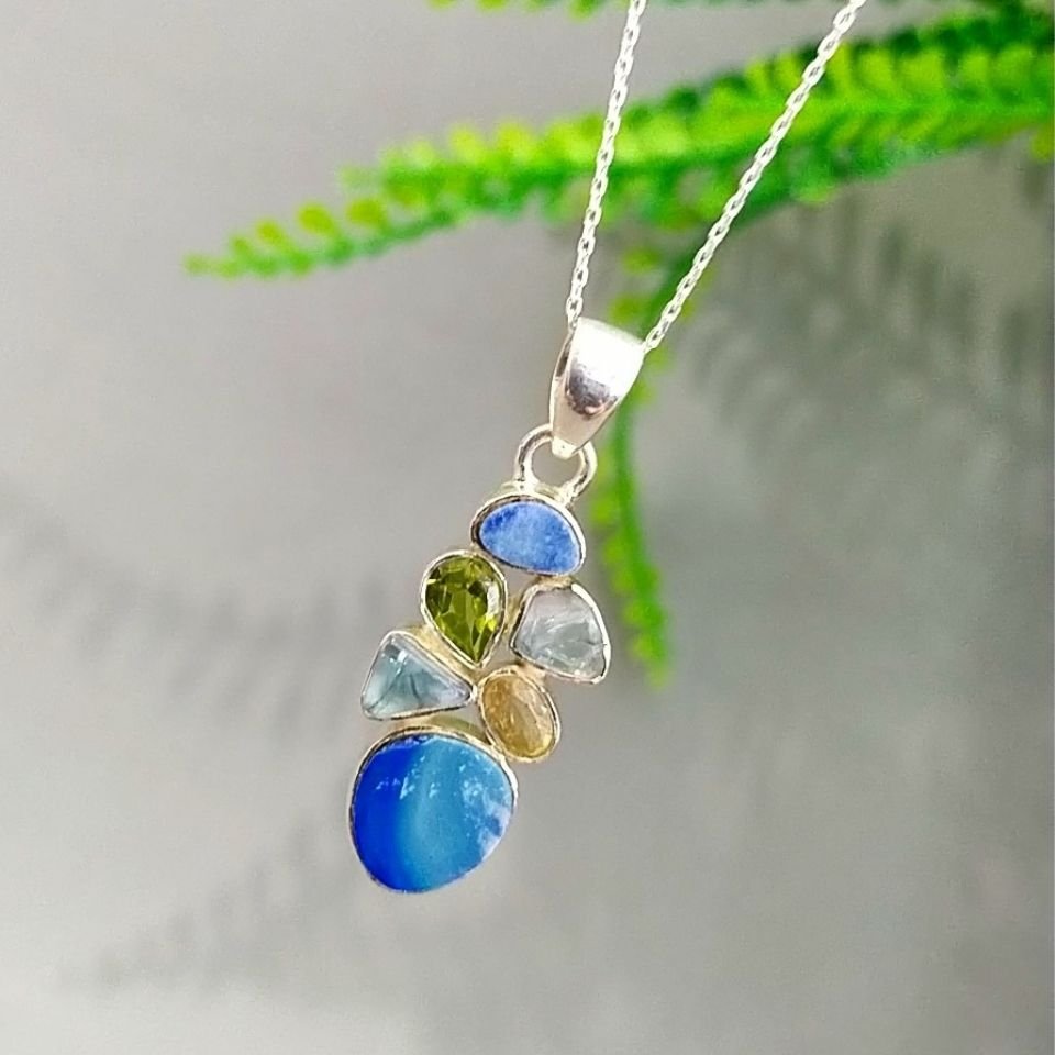 opal taşı özel tasarım kolye