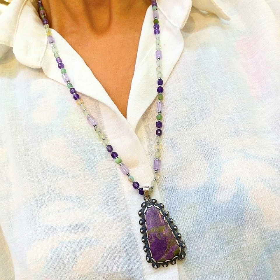 Purpurite stone special design necklace - TSR1370