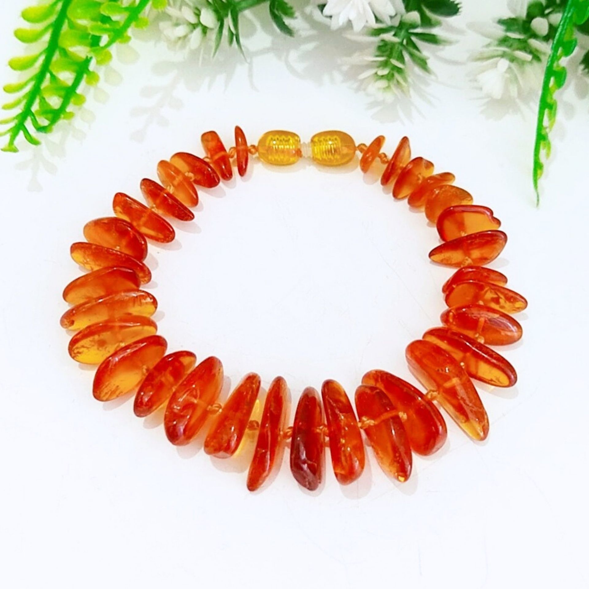 Tropfen-Bernstein-Natursteinarmband 00440
