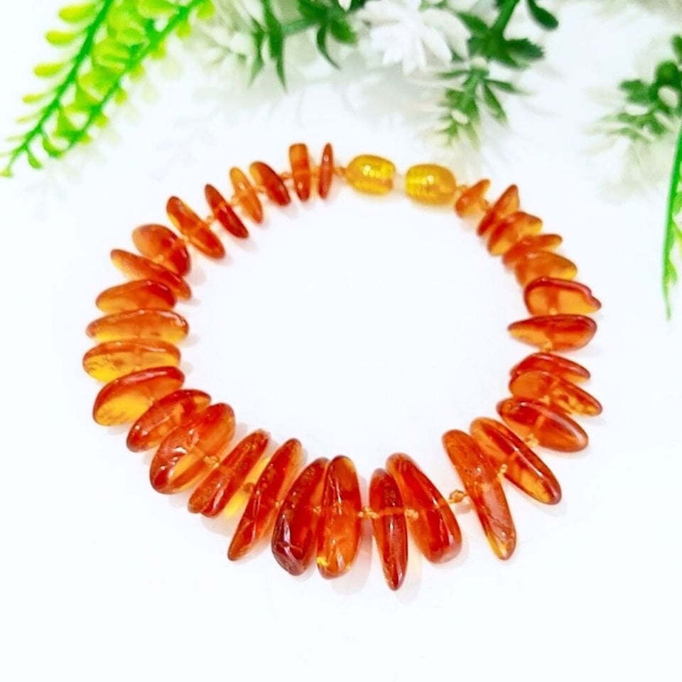 Tropfen-Bernstein-Natursteinarmband 00440