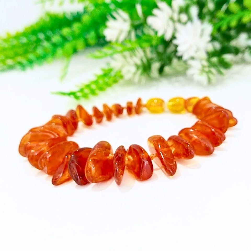 Tropfen-Bernstein-Natursteinarmband 00440
