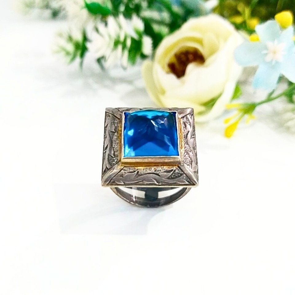 Blue Topaz Special Design Ring - OTS972