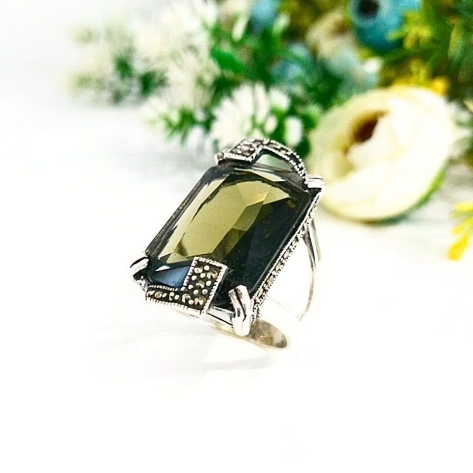 Smoky Topaz Özel Tasarım Yüzük - OTS977