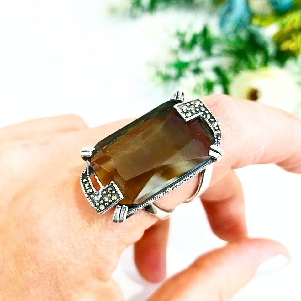 Smoky Topaz Özel Tasarım Yüzük - OTS977